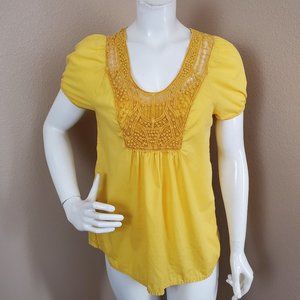 EDME&ESYLLTE Yellow Short Sleeve Cotton Blouse Top~Size 0